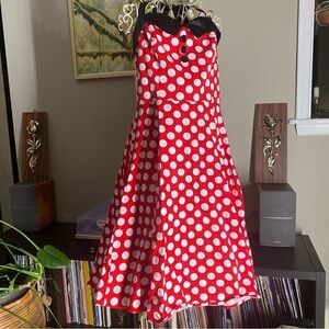 Polka Dot Midi Dress - Red and White